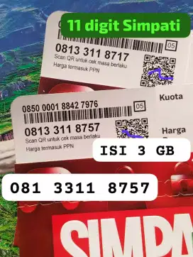 NOMOR CANTIK TELKOMSEL  11 DIGIT ISI 3 GH