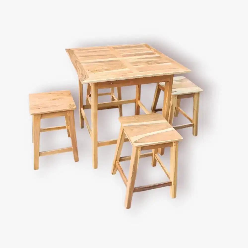 Kursi meja makan set bahan jati natural halus melamine