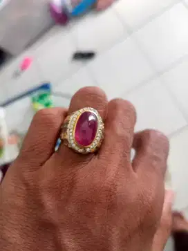 Batu Cincin Akik Permata Natural Ruby Star Mozambique