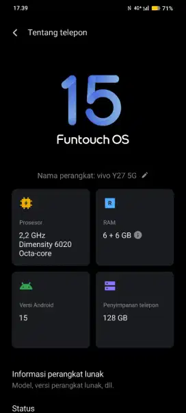 Vivo y27 5g ram 6/128