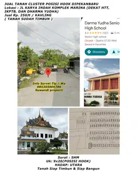 Jual tanah cluster posisi hook jln.karya indah komplek marina