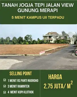 Tanah Jogja Utara Area Kampus UII Termurah, Cocok Kost dan Villa