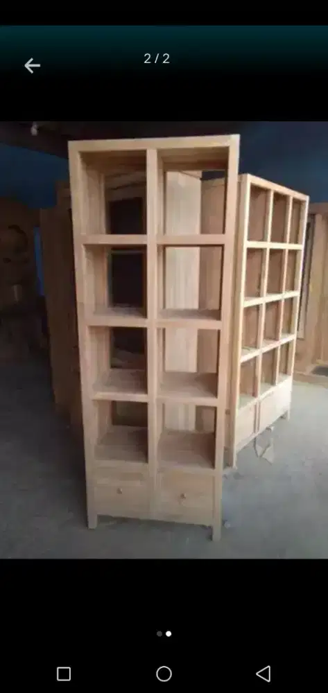 Tak buku minimalis kayu jati