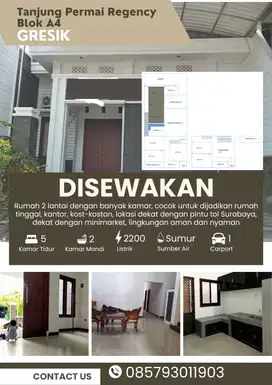 Rumah 2 Lantai dengan Banyak Kamar di Gresik Kota, Strategis
