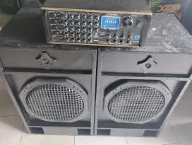 Ampli karaoke JK Coustic + Speaker 15 inch sepasang
