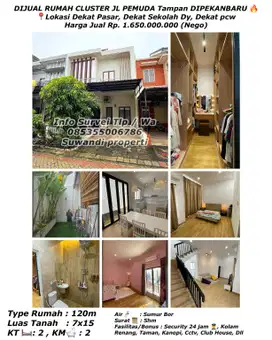 Dijual rumah cluster jln.pemuda tampan