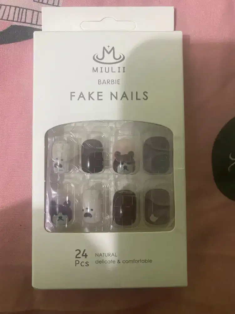 Fake Nails Bear Brown Cute