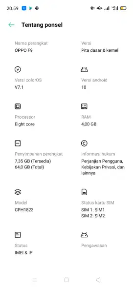 Oppo f9 ram 4  gas