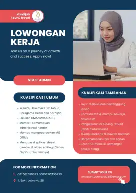 Lowongan kerja staff admin travel umroh