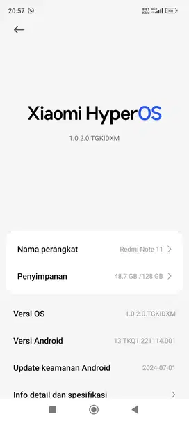 Redmi Note 11 Ram 4+2/128gb Kardus Charger Ada Warna Hitam