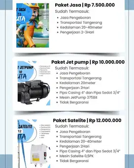 Jasa sumur bor berpengalaman tangerang jakarta satellite jet pump