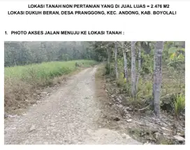 JUAL CEPAT TANAH NON PERTANIAN COCOK UNTUK KAVLING BANGUN/PETERNAKAN