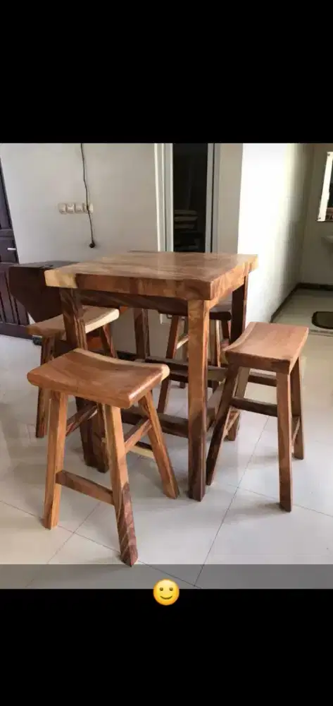 Meja kursi cafe kayu trembesi