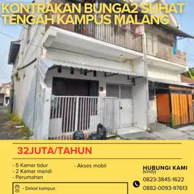 Kontrakan Rumah 5 kamar Bunga bunga Suhat Malang