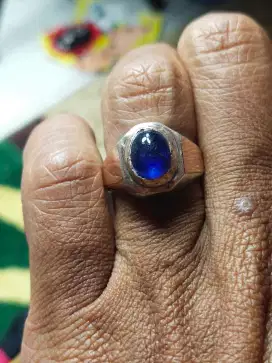 blue safir  ring perak swasa
