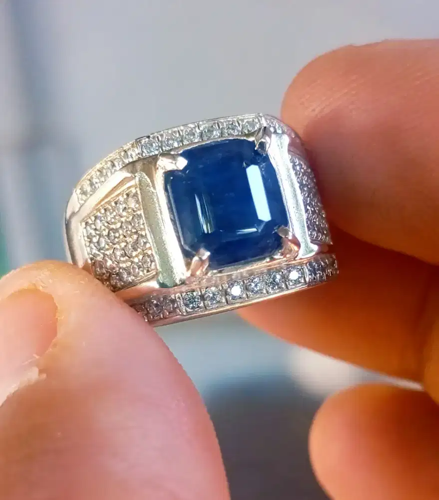 4,40 crt blue safir Ceylon Srilanka memo perak microsetting