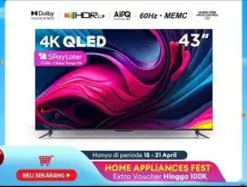 TCL 43 inch QLED Google TV 4K UHD - HDR 10+ - Dolby Atmos/Vision
