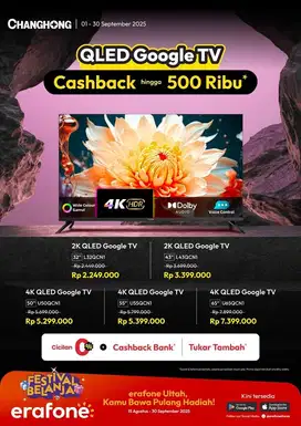 CHANGHONG QLED Google TV Cashback hingga 500 Ribu