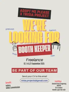 [MASIH BUKA] FREELANCE Penjaga Booth Bazaar