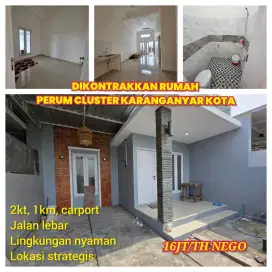 Dikontrakkan Rumah Nyaman Perumahan Cluster Karanganyar Kota