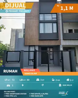Dijual Rumah Baru Minimalis di Sawojajar Malang