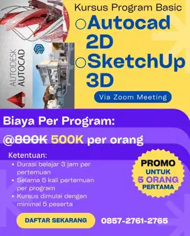 Kursus basic Autocad 2D & basic Sketchup 3D