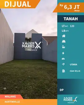 Dijual Tanah Lingkungan Nyaman Siap Bangun di Austinville Malang