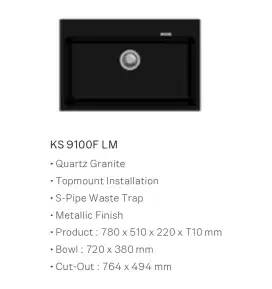 MODENA Kitchen Sink - Gourmet Series KS 9100f LM - Bak Cuci Piring