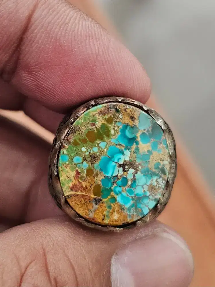 Natural Turquoise (Pyrus Persia) Ring Perak