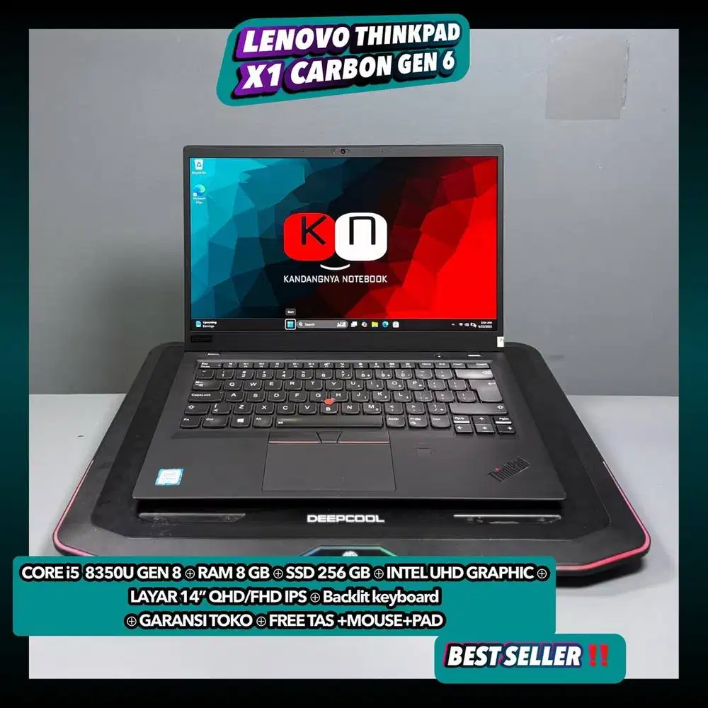 Lenovo Thinkpad X1 Carbon 6th i5 8350U Gen8 Ram 8/256GB Layar Fhd Ips