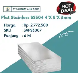 Plat Stainless SS304 4'X 8'X 3mm