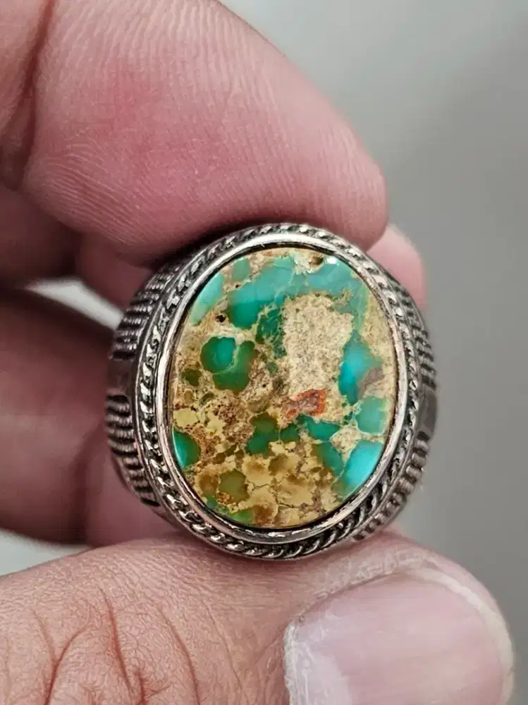 Natural Turquoise (Pyrus Persia) Ring Perak Memo
