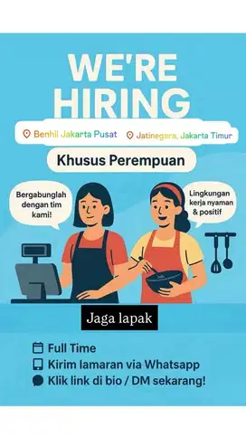Lowongan kerja jaga lapak Khusus wanita