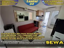 Cepat Tersewa! Unit Diatas Mall 2BR Furnished Free IPL Di Bassura City