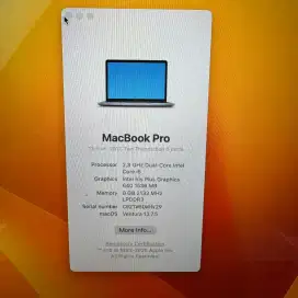 Macbook Pro 2017 Core I5 layar 13 Inch Ram 8 Ssd 512 Space Grey