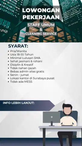 Dicari staff kantor