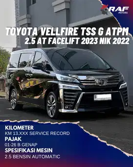 TOYOTA VELLFIRE 2.5 G ATPM AT 2023 NIK 2022 HITAM