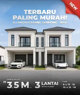Rumah full attic di Boulevard Gading serpong pasadena