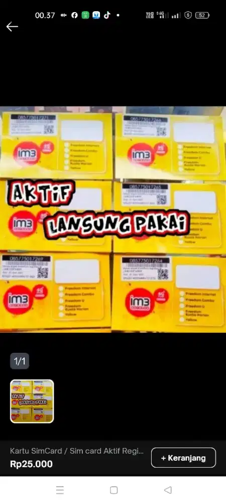 KARTU PERDANA INDOSAT TELKOMSEL SUDAH REGISTRASI AKTIF TINGAL PAKAI