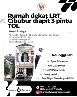 Rumah Mewah dinding bata merah pinggir jalan raya 10 menit LRT Cibubur