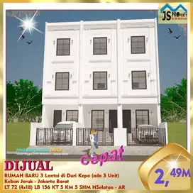 DIJUAL RUMAH BARU 3 Lantai di Duri KepaKebon Jeruk Jak Bar