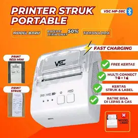printer mobile bluetooth thermal VSC 58M support moka 58mm White Baru