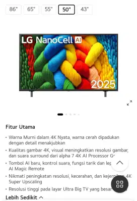 TV LG 50NANO80ASA NANOCELL AI TV 50INCH
