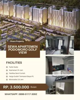 Sewa Bulanan Apartemen Podomoro Golf View Cimanggis Depok 2BR Furnish