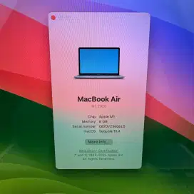 Macbook Air M1 Ram 8 Ssd 512 layar 13 Inch full set Space Grey