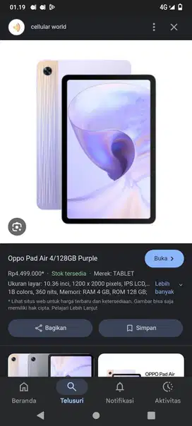Dijual tablet Oppo masih mulus no kendala