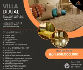 DIJUAL VILLA CANTIK SIAP HUNI DI KOTA BATU – FULL FURNISHED