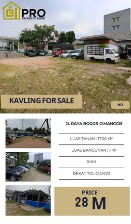 Jalan raya Bogor, Cimanggis, Depok, lahan tuk usaha, gudang, klinik,