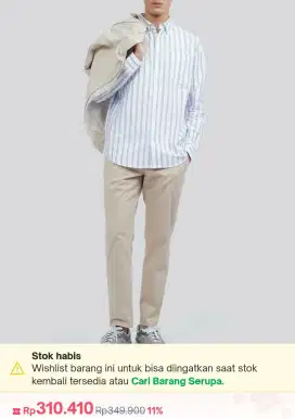 Kemeja Executive Reguler Fit Oxford Stripe Shirt Blue Size 16
