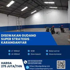 Disewa Gudang Industri Sangat Strategis Lokasi Karanganyar Luas 850m2